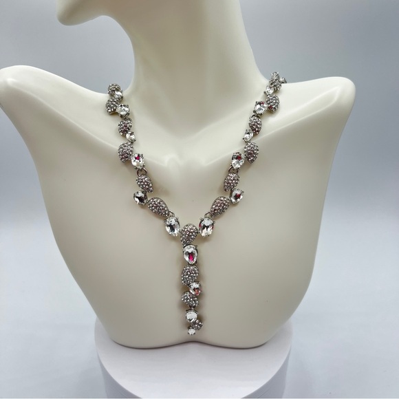 INC Crystal Teardrop Lariat Necklace in Silver-Tone NWT MSRP $55 - Picture 3 of 7